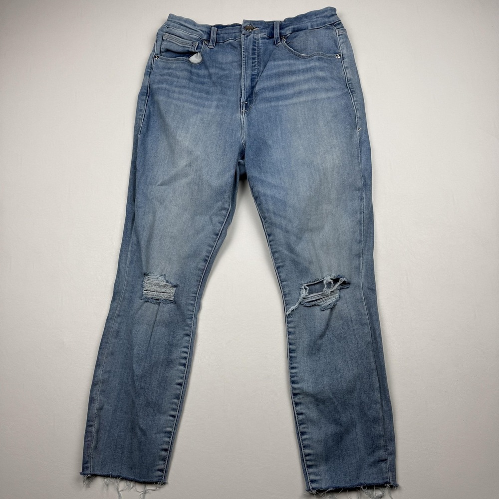Good American Jeans Womens 15 Distressed Raw Hem High Rise Stretch Winchester